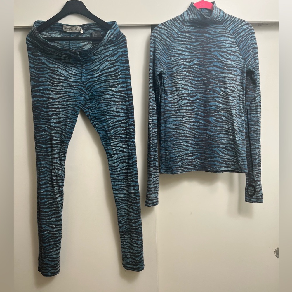 Kenzo for H&M wool tiger print top and bottom in blue